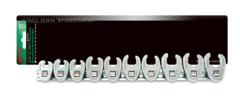 Набор TOPTUL ключей "воронья лапа" 3/8" 10-19 мм, 10 предметов на планке