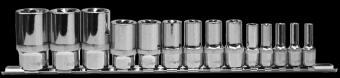 Набор Ombra головок торцевых глубоких 1/4", 3/8", 1/2"DR на держателе, внешний TORX®, E4-E24, 14 пре