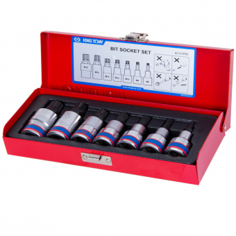 Набор торцевых насадок 1/2", SPLINE, M6-M18, L = 60 мм, 7 предметов  KING TONY 4117PR