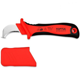 Нож TOPTUL  для снятия изоляции с загнутым лезвием VDE 1000V