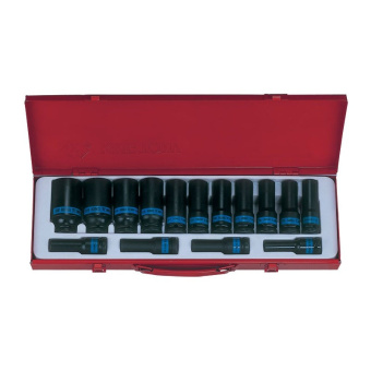 Набор ударных глубоких торцевых головок 1/2", шестигранные, 10-32 мм, 15 предметов KING TONY 4415MP0