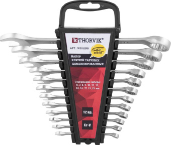 Набор Thorvik ключей гаечных комбинированных серии ARC на держателе, 6-22 мм, 12 предметов