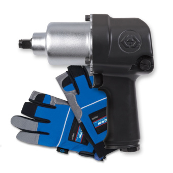 Гайковерт KING TONY пневматический ударный 1/2", 678 Нм, в комплекте перчатки антивибрационные