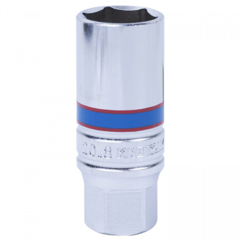 Головка KING TONY свечная шестигранная 3/8", 21 мм, L = 70 мм, резиновый фиксатор