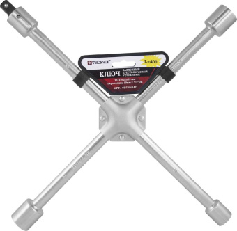 Ключ Thorvik баллонный крестообразный, усиленный, 17х19х21х22, с переходником 19ммХ1/2"DR, 400 мм