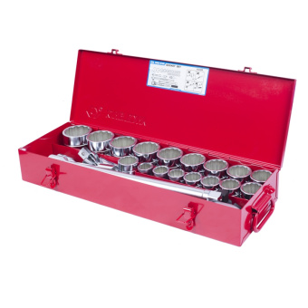 Набор KING TONY торцевых головок с принадлежностями 3/4", двенадцатигранные, 7/8"-2", 23 предмета