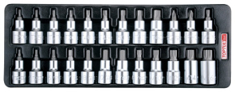 Набор TOPTUL головок торцевых 1/2" с насадкам Hex,Torx,Spline,24 предмета в ложементе