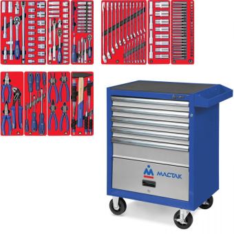 Набор МАСТАК инструментов "СТАНДАРТ" в синей тележке, 186 предметов