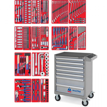 Набор инструментов "ЭКСПЕРТ" в серой тележке, 323 предмета МАСТАК 52-07323G