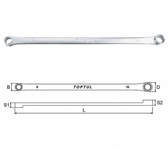 Ключ TOPTUL накидной прямой супердлинный 10х12 мм L=300 мм