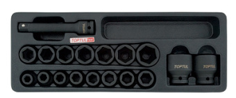 Набор TOPTUL ударных головок 1/2" 10-32 мм, короткие,18 пр., в ложементе