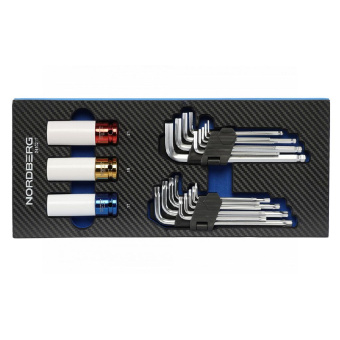 Набор шестигранных ключей и ударных головок NORDBERG 21 предмет в ложементе